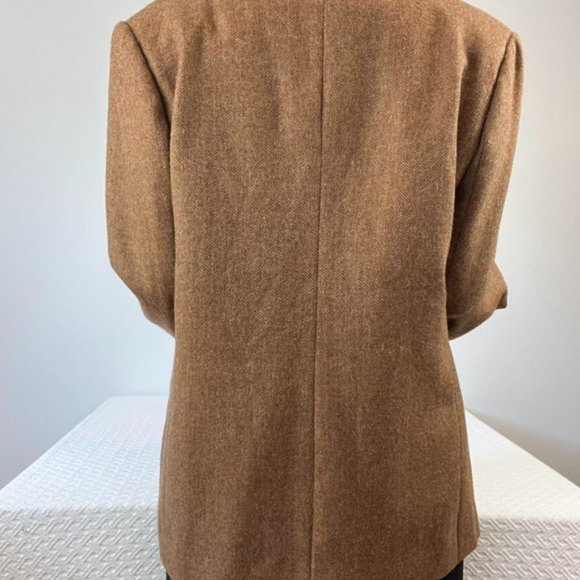 Vintage Pierre Cardin Pure Virgin Wool Herringbone dark Camel Brown Suit Jacket - Picture 7 of 15